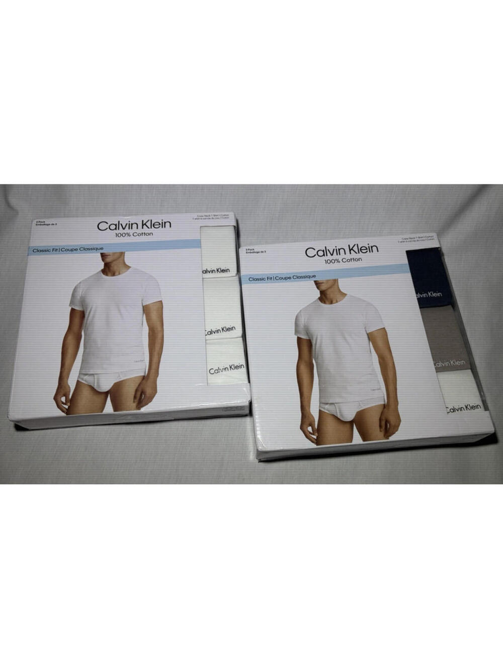 Calvin Klein Men's L Cotton Knit Crew Neck Short Sleeve Logo Tee 3-Pack x2